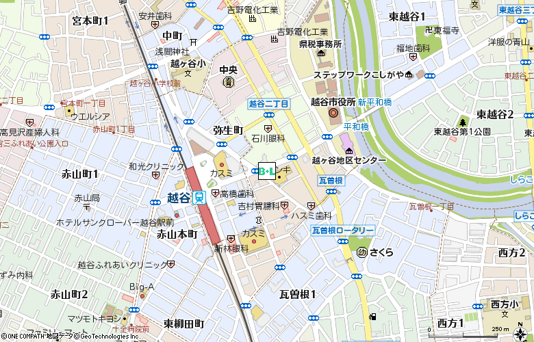 株）明泰社　越谷店付近の地図
